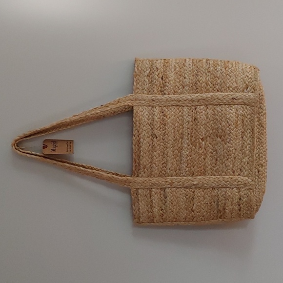 NWT Magid Large Metallic Leopard Print Jute Tote with Fringe and Tassels - Picture 4 of 9